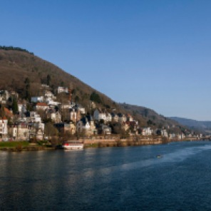 Blick auf den Heiligenberg (ganz oben mit Thingstätte) in Heidelberg